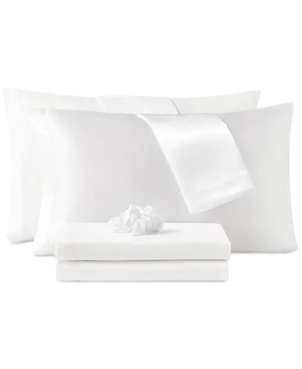 Sanders Microfiber 7-pc. Sheet Set with Satin Pillowcases and Satin Hair-Tie, Queen - White