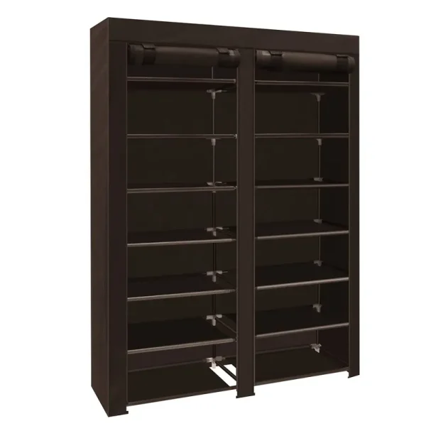Erone Shoe Rack Storage Organizer, 28 Pairs Portable Double Row with Nonwoven Fabric Cover Shoe Rack Cabinet for Closet