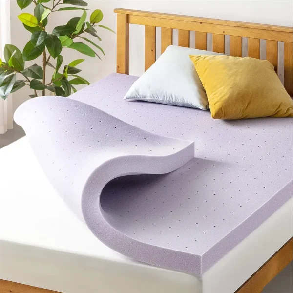Mellow 3 inch Ventilated Memory Foam Mattress Topper, Soothing Lavender Infusion, Queen
