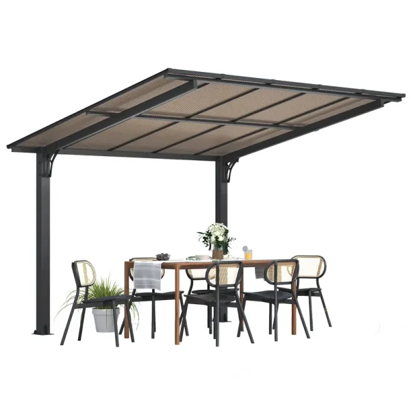 AECOJOY 10' x 8' Gazebo Outdoor Pergola for Patio, 8x10 Freestanding Lean to Hard Top Grill Gazebo