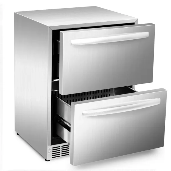 IceJungle 24 inch Under Counter Refrigerator, Indoor and Outdoor Double Drawer Fridge, Built-In and Freestanding Beverage Refrigerator, Digital