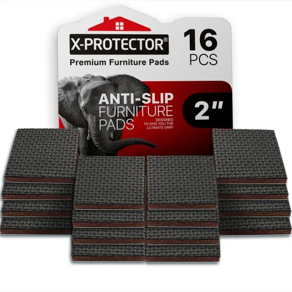 X-Protector Non Slip Furniture Pads ÿ Premium 16 Pcs 2�� Furniture Grippers! Best Selfadhesive Rubber Feet Furniture Feet ÿ Ideal Non