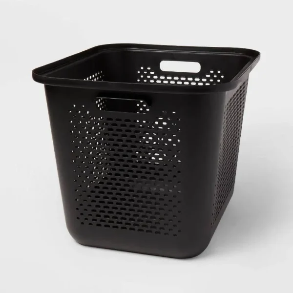 Large Decorative Plastic Bin with Cutout Handles Charcoal - Brightroom
