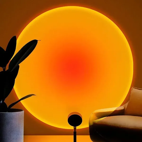 Balkwan Sunset Lamp Projection Rotation Rainbow Lamp LED Romantic Visual LED Light Network Red Light with USB Modern Floor Stand