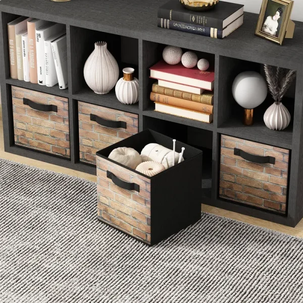GILLAS 6 Pack Fabric Storage Cubes. 11 inch Cube Storage Bins with Handle, Foldable Closet Organizers for Shelves, Storage Baskets for Shelves,