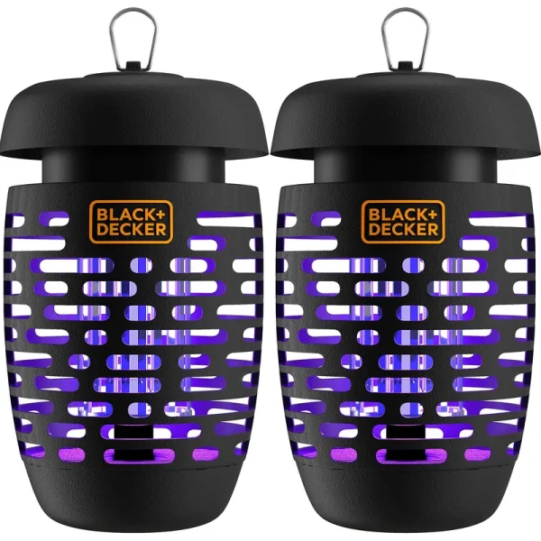 BLACK+DECKER Bug Zapper Electric Lantern with Insect Tray, Cleaning Brush, Light Bulb & Waterproof Design for Indoor & Outdoor Flies, Gnats &