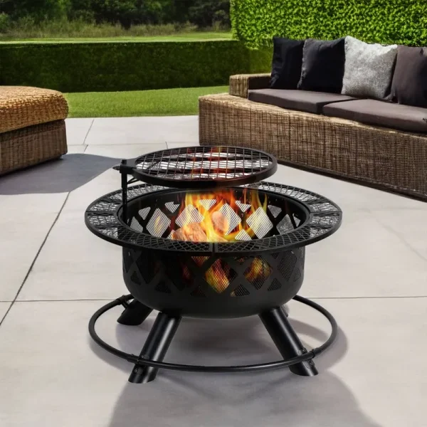Wood Burning Fire Pit with Grill 32"