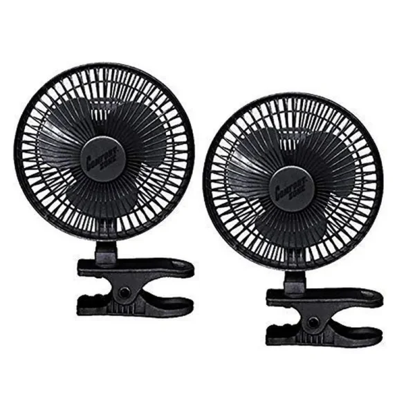 Comfort Zone CZ6C 6-Inch 2-Speed Clip-On Fan (Black 2 Fans)