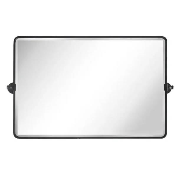 Lutalo Horizontal Beveled Bathroom / Vanity Mirror Mercer41 Finish: Matte Black, Size: 20" x 33"