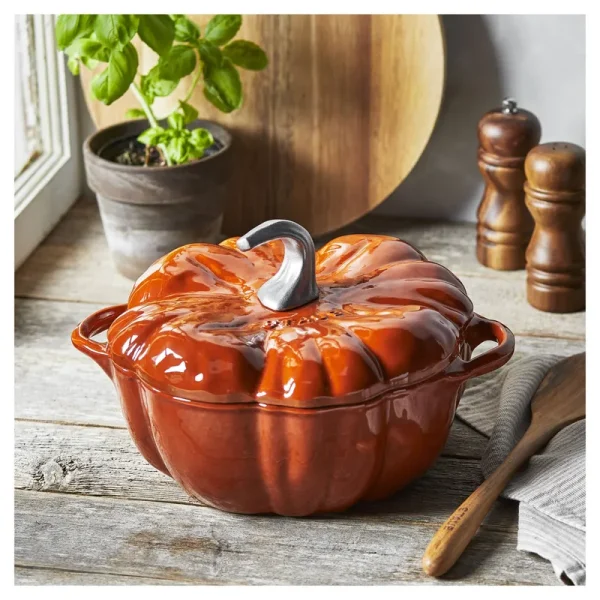 Staub Cast Iron 3.5-qt Pumpkin Cocotte with Stainless Steel Knob - Burnt Orange