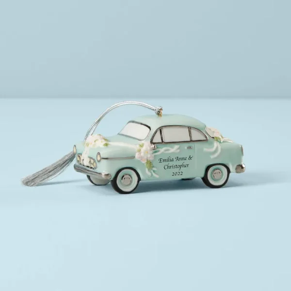 Personalized Just Married Vintage Car Ornament - Lenox