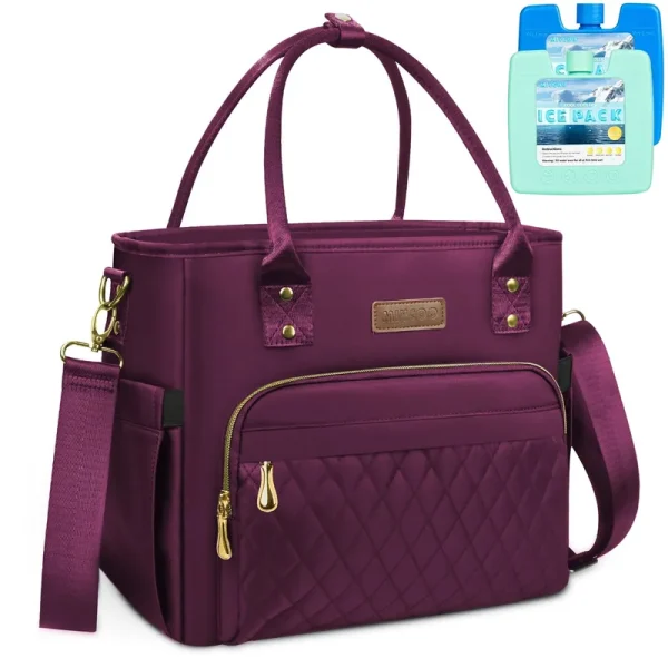 MIYCOO Lunch Bag Lunch Box Women with 2 Ice Packs - Leakproof Insulated Lunch Cooler Bag for Women - Large Lunch Tote Bags Adults, Purple