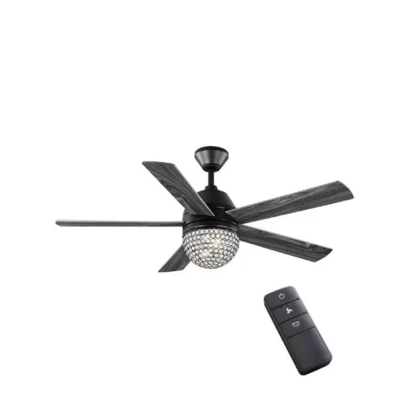 Home Decorators Collection Vendome 52 in. LED Matte Black Ceiling Fan with Light and Remote Control 51884