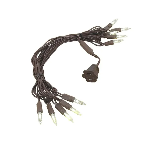 Novelty Lights 10 Light T5 LED Christmas Mini Light Set, Outdoor Lighting Party Patio String Lights, Warm White, Brown Wire, 11 Feet