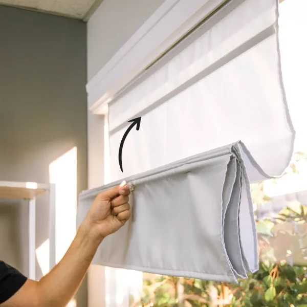 Chicology Cordless Magnetic Roman Shades, Light Filtering - 48"W x 64"H - Runway Grey