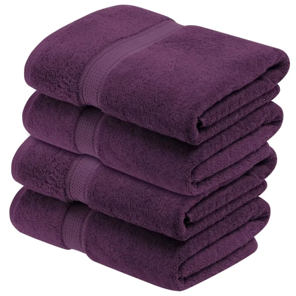 Superior Egyptian Cotton Plush Absorbent 4-pc Bath Towel Set ,Plum