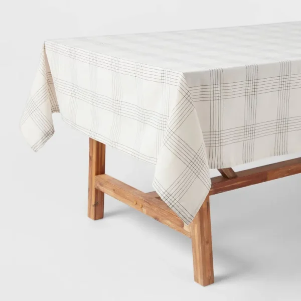 84" x 60" Cotton Open Plaid Tablecloth Black - Threshold