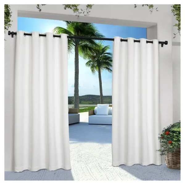 Exclusive Home Indoor/Outdoor Solid Cabana Grommet Top Window Curtain Panel Pair, White