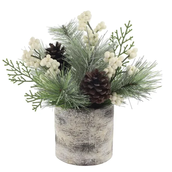 9.5" White & Green Pine, Pinecone & Berry Arrangement by Ashland | Michaels