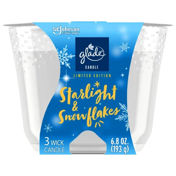 Glade Starlight & Snowflakes 3 Wick Candle 6.8 oz