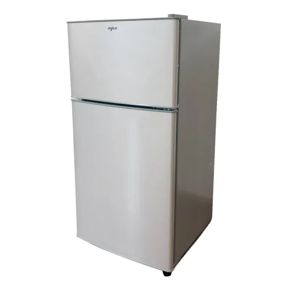 Oylus Double Door Mini Fridge with Freezer for Bedroom Office or Dorm with Adjustable Remove Glass Shelves Compact Refrigerator, 3.9 cu ft