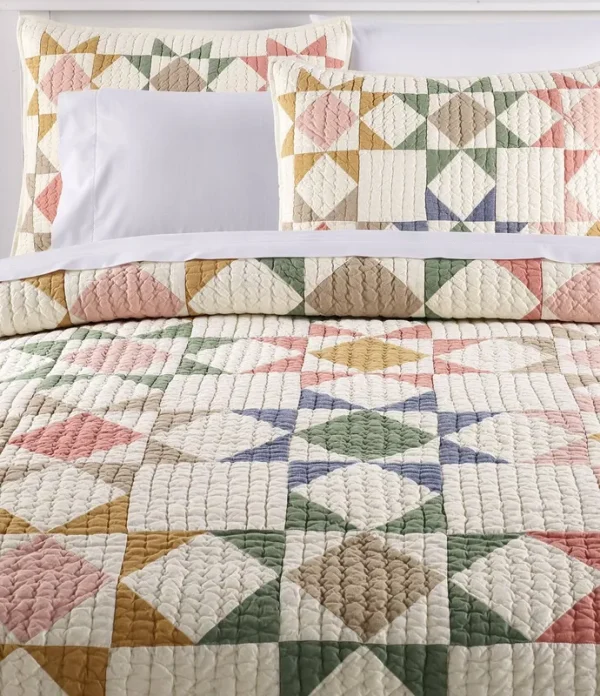 L.L.Bean North Star Patchwork Pattern Reversible Quilt, King, Multi
