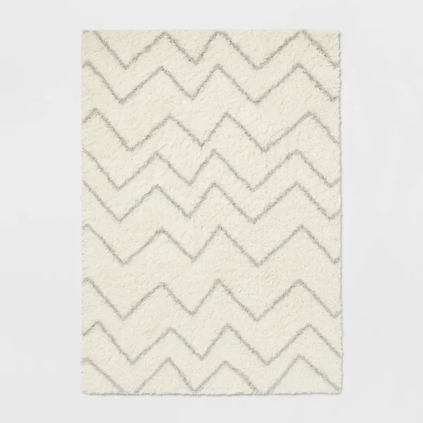 Pillowfort 5' x 7' Chevron Shag Area Rug Cream | Target