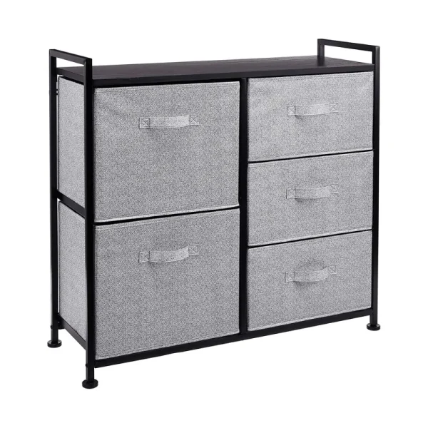 Basics Fabric 5-Drawer Storage Organizer Unit for Closet Black