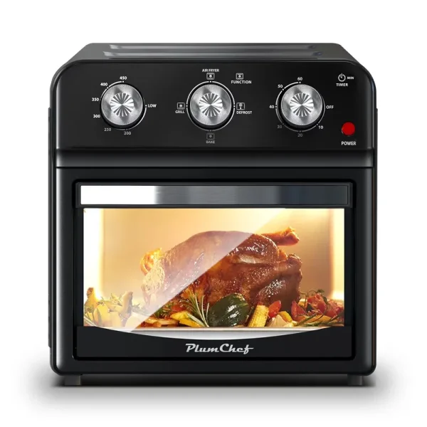 Plumchef 12 Quart 4 Slices Air Fryer Convection Toaster Oven, 1500W, 4 Cooking Modes, 7 in 1 Multifunction with Roast, Bake, Grill, Broil, Toast, Dehydrate, Defrost, Stainless Stee