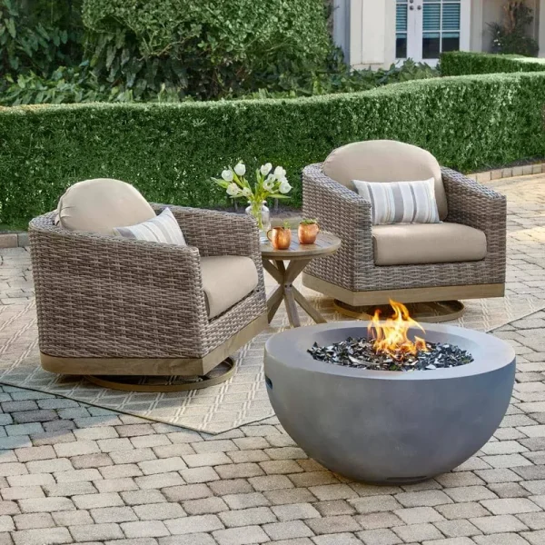 Hampton Bay FP20517 Grove Park 36 in. x 18 in. Round Concrete Propane Gas Fire Pit