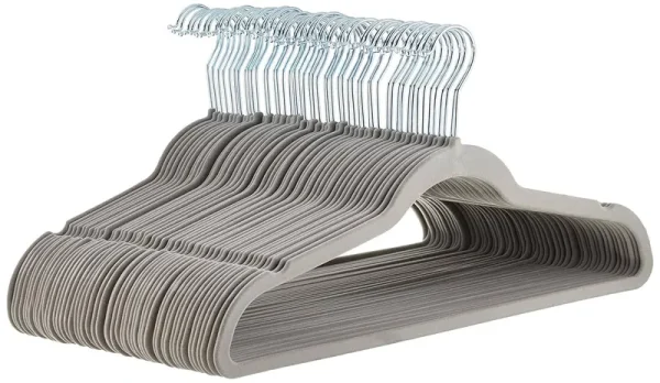 AmazonBasics Velvet Suit Hangers - 50-Pack, Grey