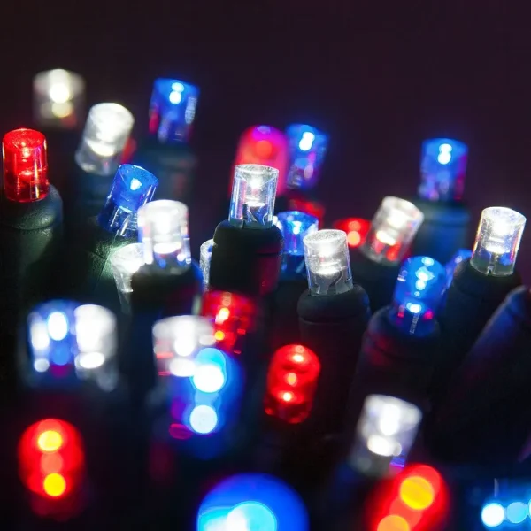 Wintergreen Lighting 70 5mm LED Christmas Lights; Blue/Red/Cool White