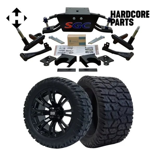 Hardcore Parts 6 Heavy Duty Double A - Arm Suspension Lift Kit for Club Car DS Golf Cart (1982 - 2003) with 14" Black 'Voodoo' Wheels and 22"x10.5" - 14 GATOR on - Road/Off - Road All - Terrain Tires