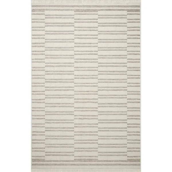 Amber Lewis x Loloi Malibu Indoor/Outdoor Rug in Ivory/Dove III, 5' 1" x 7' 7"