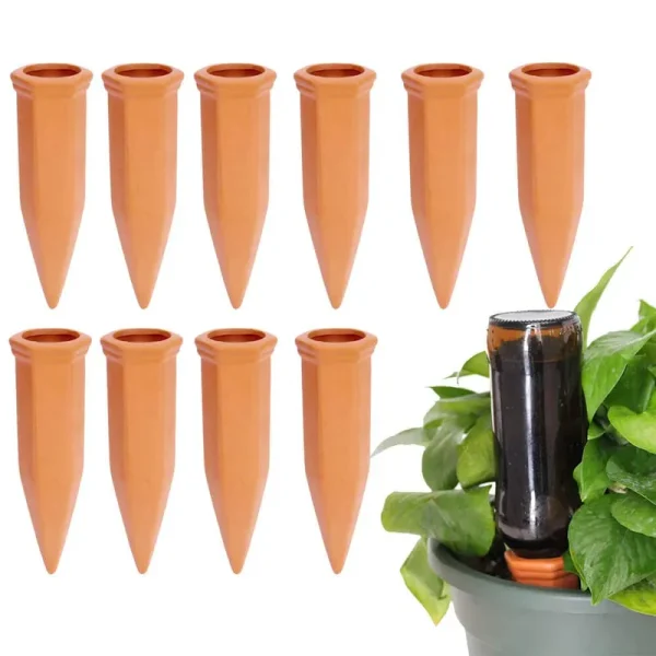 vensovo 10pcs Terracotta Watering Spikes - Automatic Self Watering Stakes, Plant Watering Devices for Wine Bottles Recycled Bottles, Clay Plant