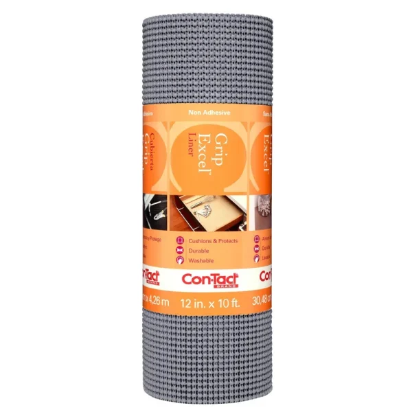 Con-Tact Brand Grip Premium Non-Adhesive Shelf Liner Excel Grip, Alloy Gray
