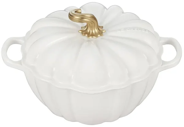 Le Creuset 4-qt Enameled Cast-Iron Pumpkin Cocotte ,White