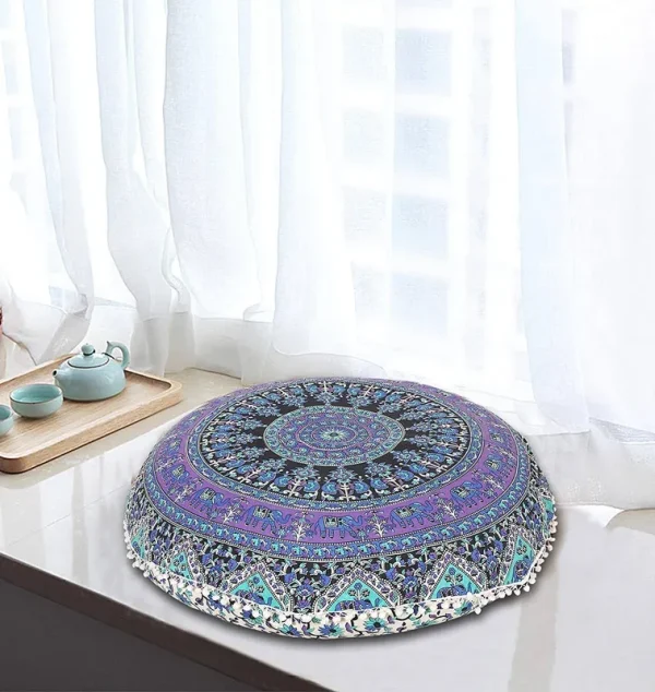 32" Purple Mandala Floor Pillow Meditation Cushion Seating Throw Hippie Decorative Bohemian Indian Plants Designs Comfortable Cushions Pillowcases