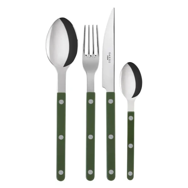 4 Pieces Cutlery Set - Bistrot Solid - Green - 24 cm - Sabre Paris