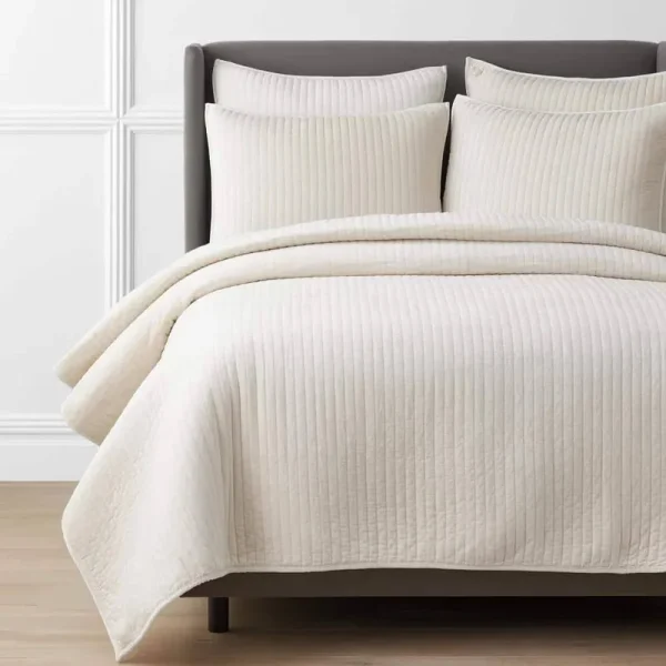 The Company Store Legends Luxury Harmony Velvet Cream King Cotton Blend Quilt, Ivory
