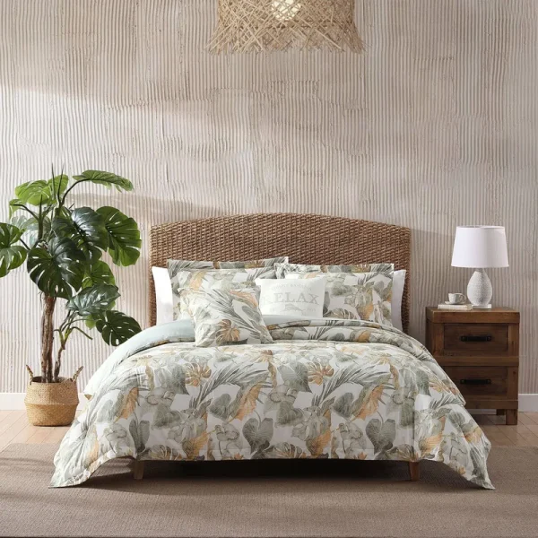 Tommy Bahama Raw Coast Cotton Green 5 Piece Comforter Bonus Set - Full - Queen