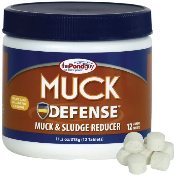 The Pond Guy Muck Defense, Natural Sludge Control Treatment, Water Garden Mud Digester & Odor Remover, Fish, Bird & Pet Safe, Easy Dosing, 12 Tablets