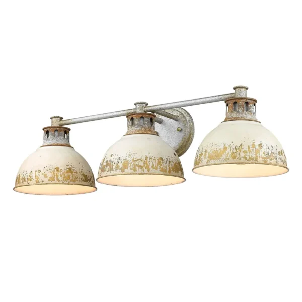 Golden Kinsley 3 Light Bath Vanity 0865 Ba3 AGV AI (Aged Galvanized Steel)