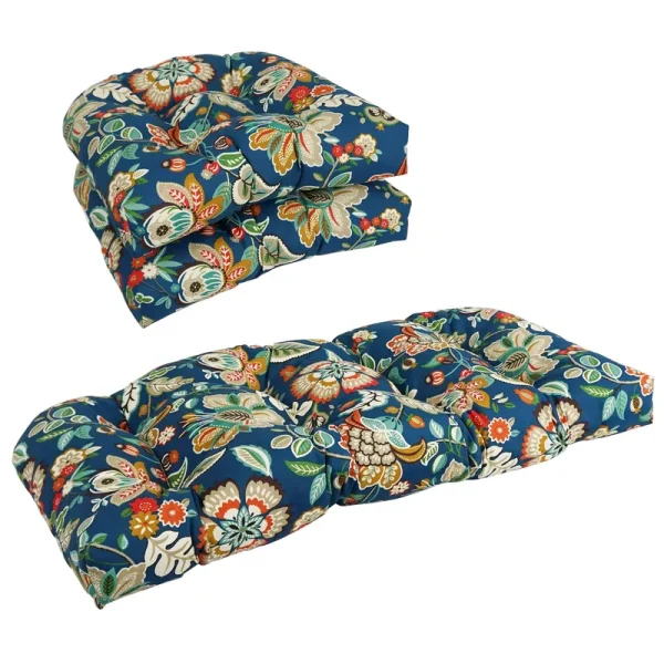 Blazing Needles 3-Piece Settee Cushion Set (Set of 3) - 19 x 19 - Telfair Peacock
