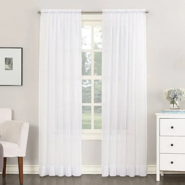 Emily Sheer Voile Window Panel, White