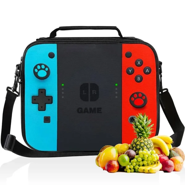 JIRAIKEI Insulated Lunch Box for Boys Girls, Game Lunch Bag for Work Office Travel Picnic Hiking Beach, Reusable Portable Lunch Box Wi