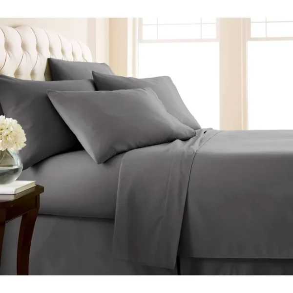 Southshore Fine Linens No-Slip Ultra-Soft Deep Pocket 6-Piece Bed Sheet Set - California King - Slate