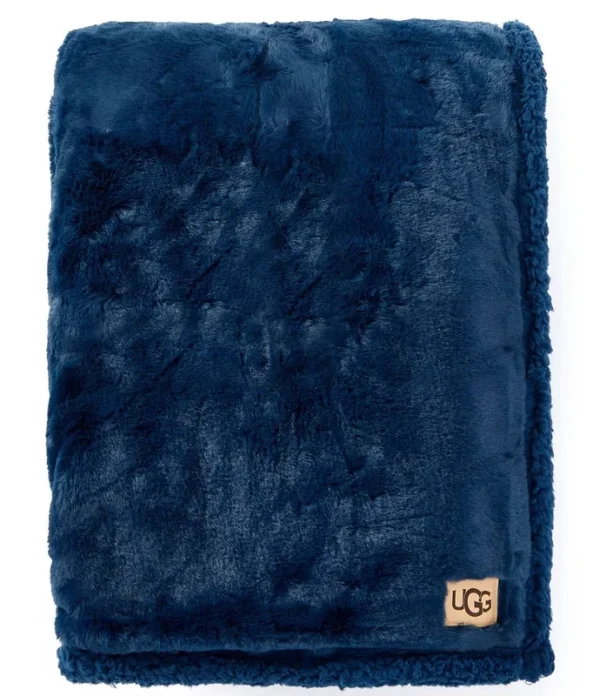 Ugg Cynthia Faux Fur Throw Blanket - Midnight Blue
