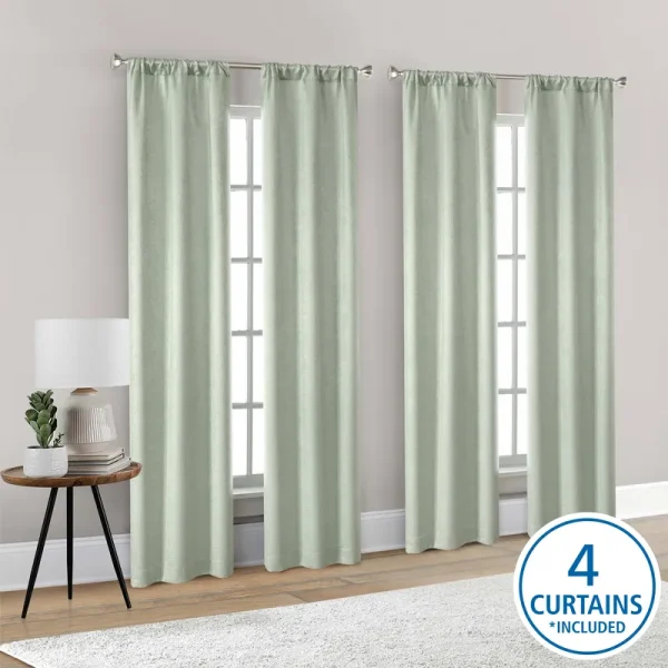Mainstays 4 of A Kind Blackout Curtain Panel Set - Green Polyester - 27.5 x 84 in