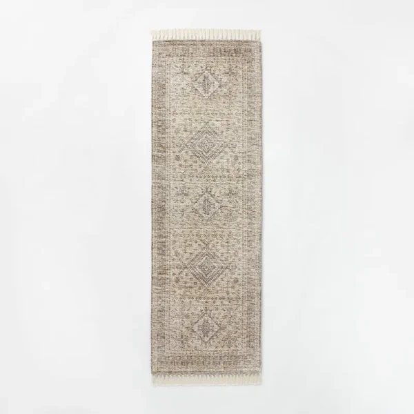 2'4"x7' Pine Brook Diamond Persian Style Runner Rug Gray - Threshold Designed with Studio McGee